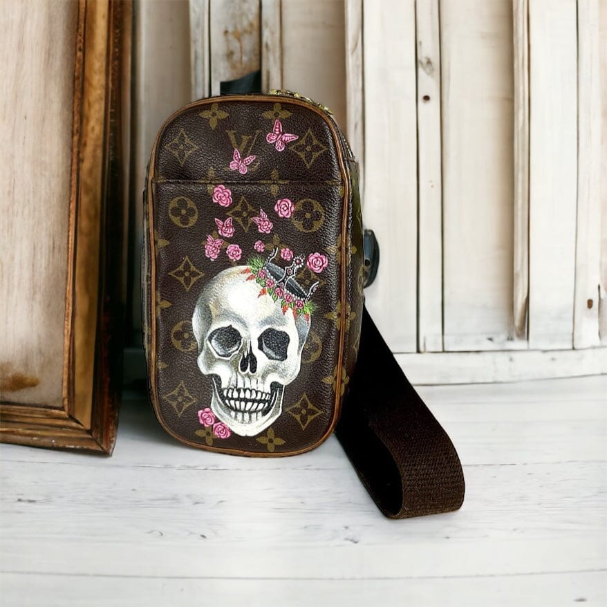 New Vintage X Louis Vuitton LV Monogram Custom Painted Skull Alma Bag  Handbag