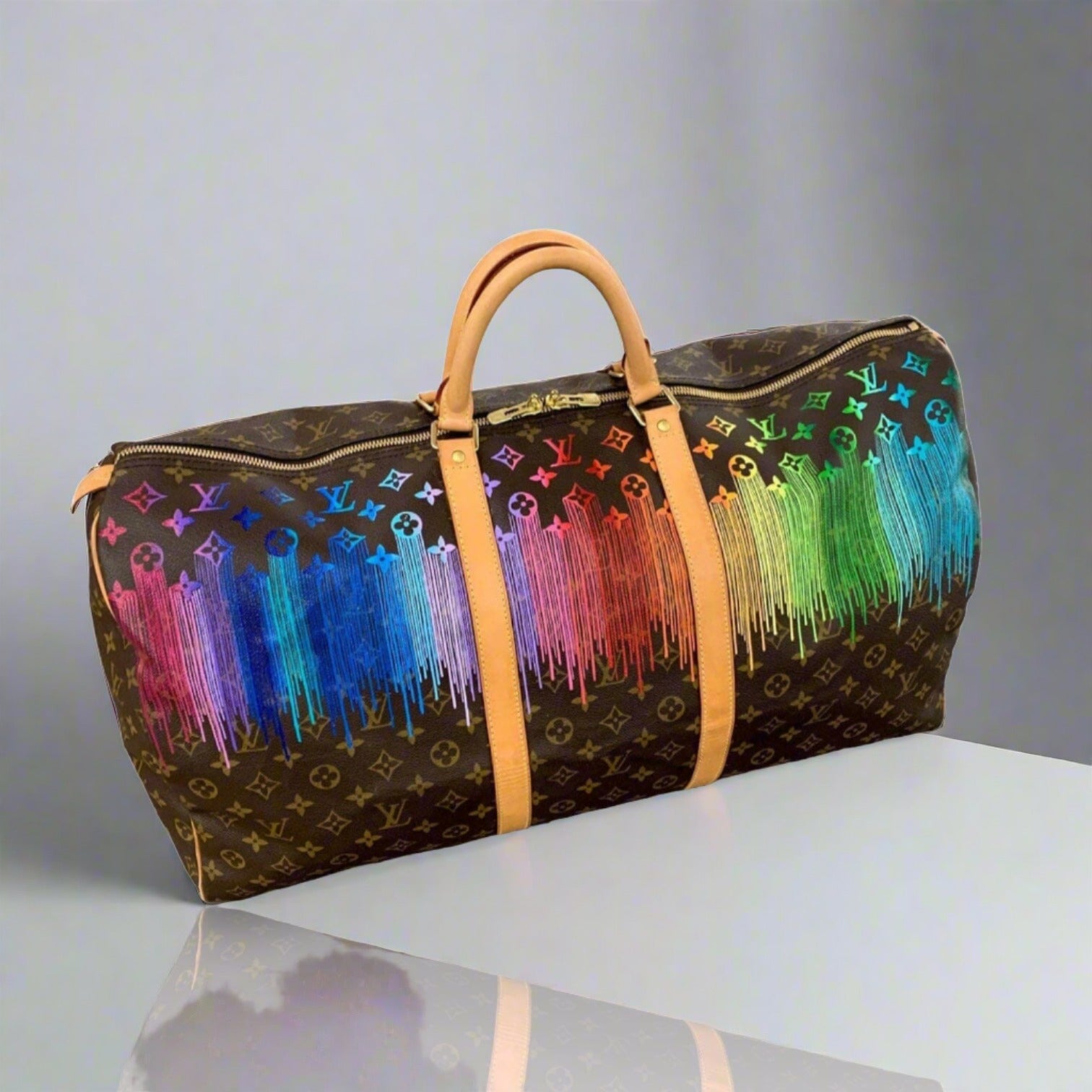 Louis Vuitton Black Duffle Keepall Multicolor Travel Bag. Save 60