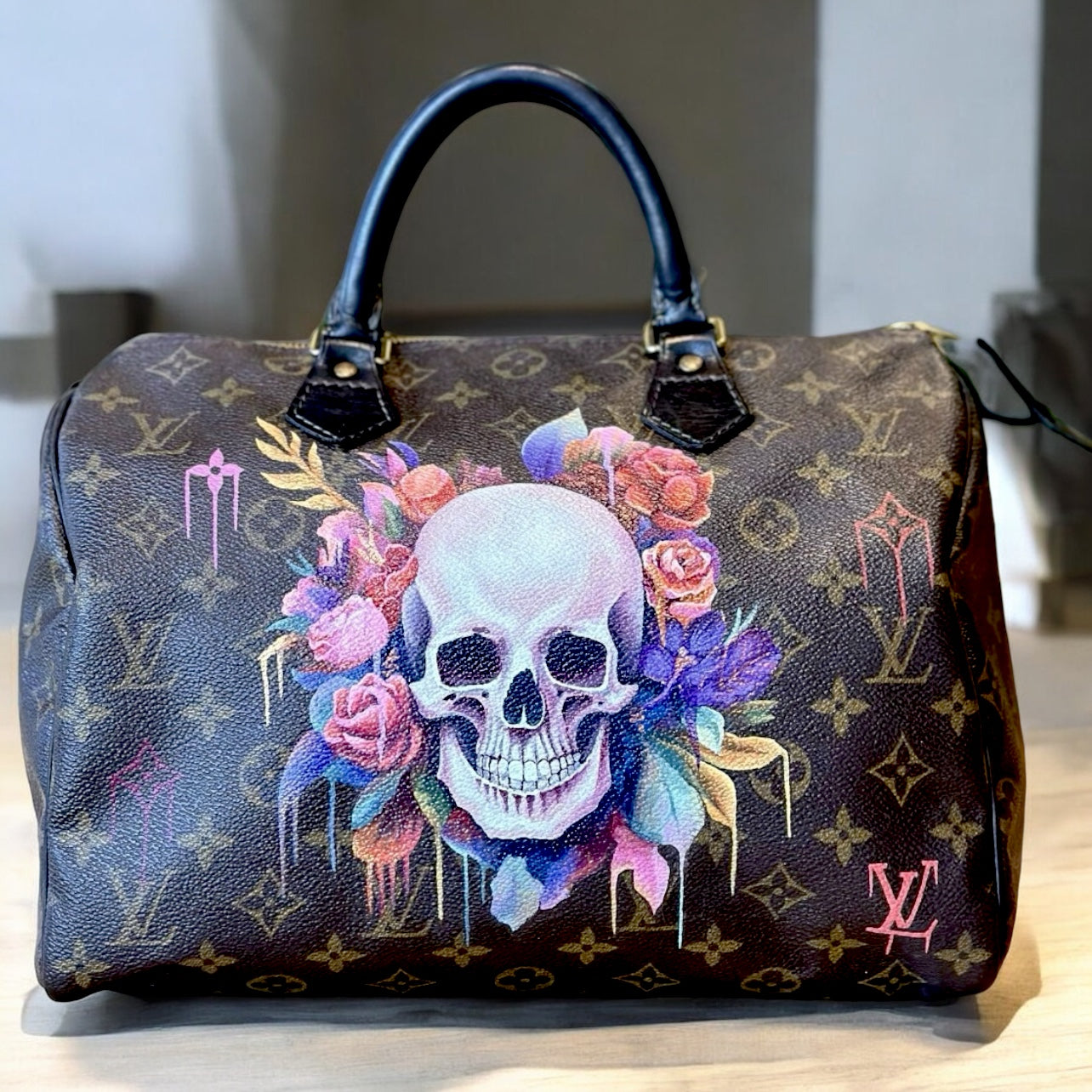 Hand painted louis vuitton bag on sale