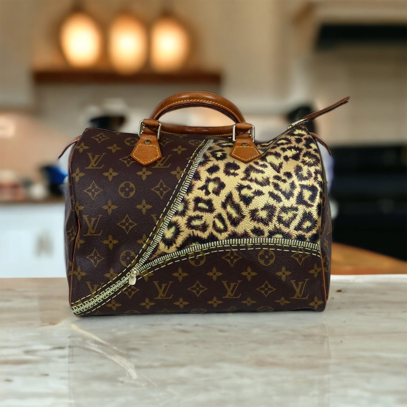 Quilted Leopard Print Tote Bag - Handbags