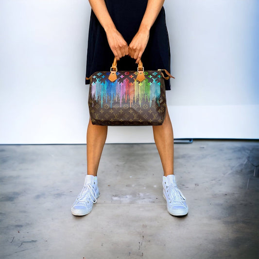 Louis Vuitton Trousse 23 Crossbody bag Custom Painted in rainbow