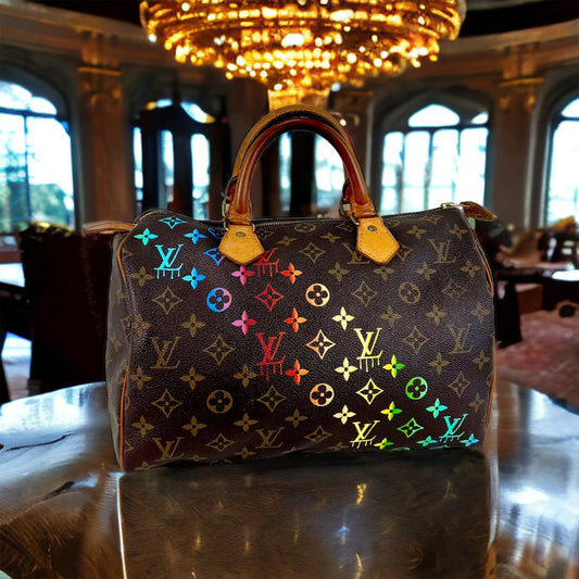 Louis Vuitton Trousse 23 Crossbody bag Custom Painted in rainbow with  charms