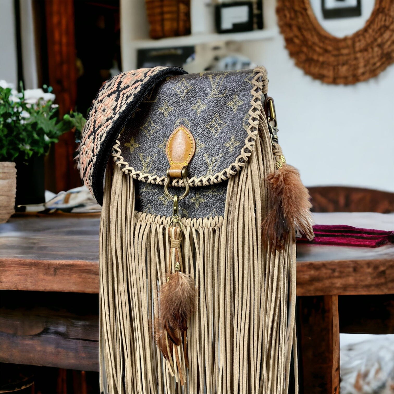 Sawyer Camel Leather Bag with Fringe – Caroline Hill