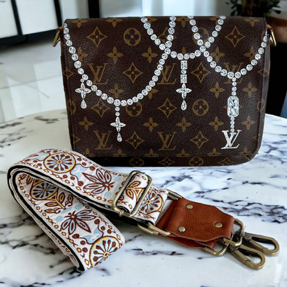 Hand painted Preloved Louis Vuitton with diamonds and pearls