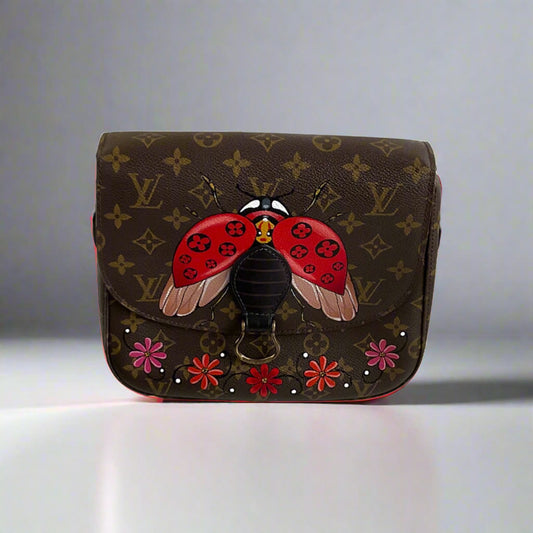Gucci Vintage Monogram Customized Ladybug Reporter Messenger Shoulder Bag